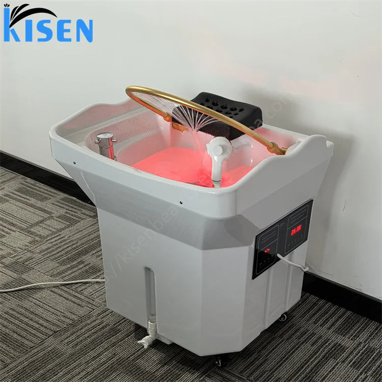 Kisen Portable Japanese Head Spa Basin Sink with Tank Modern No Plumbing Design Shampoo Bowl for Salon MegaBDM