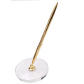 Exquisite Gold Plating Metal Ball-point Pens Tables for Bank Desktop Pen Holder Glass Base Bank Counter Pen
