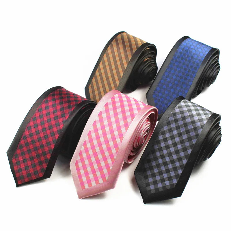 New Design Classic Silk Mens Neck Ties 6cm Plaid Striped Ties Formal Business Wedding Silk Ties for Men