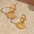 Drop Ship Bohemia Fan Shape Gold Plated Stainless Steel Hoop Earring for Women Simple Jewelry Drop Earrings