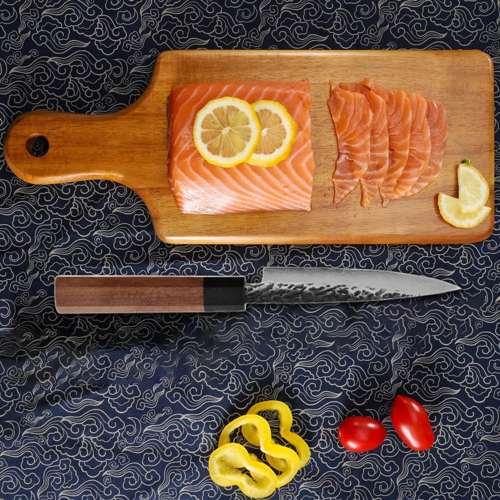 Professional Wood Handle 5 Inch High Carbon 3 Layer 5Cr15mov Japanese Stainless Steel Eco-Friendly Gift Box Utility Knife