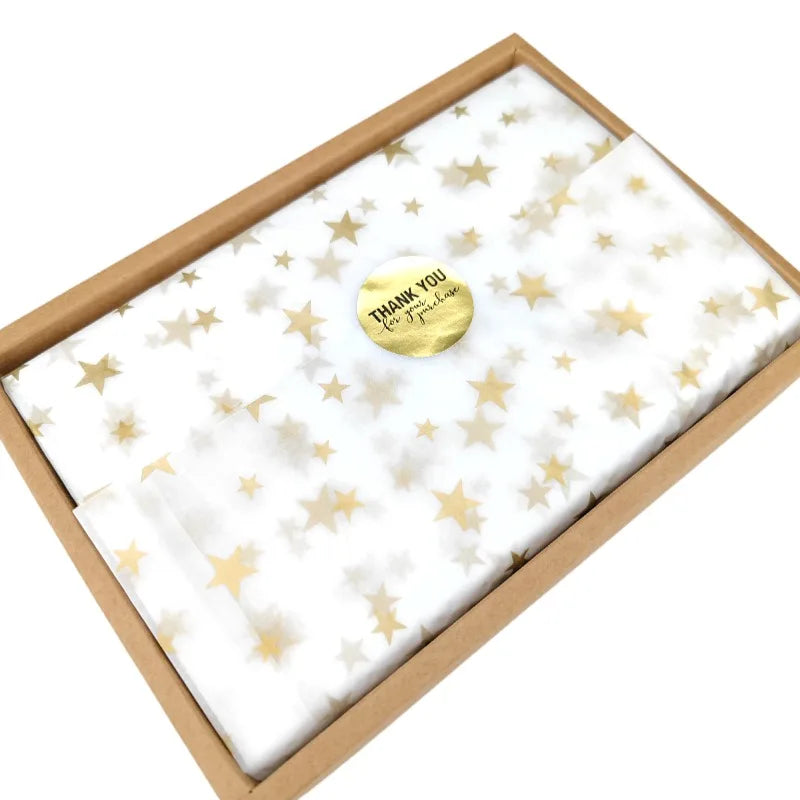 Ready to Ship Golden Five-pointed Star Flower Wrapping Paper Stars Gift Wrapping Paper