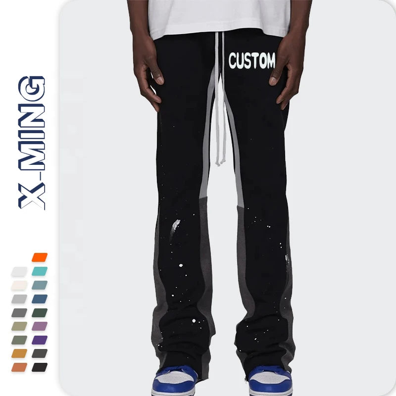Custom Streetwear Sweatpants Hip Hop Flare Stacked Pants Trousers 100% Cotton Loose Men's Sweatpants Track Sweat Pants for Men