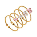 Popular 18k Gold Plated Cubic Zirconia Stacking Ring Waterproof Stainless Steel Rectangle Zircon Pave Twisted Band Open Ring