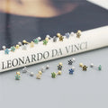 SP Women Fashion Minimalist Flower Studs 925 Sterling Silver Multi Color Zircon Flower Stud Earrings Screws Backs