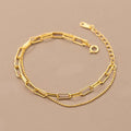Trendy Jewelry 925 Sterling Silver 18k Gold Plated Double Layer Chain Bracelets Paper Clip Chain Bracelet for Women