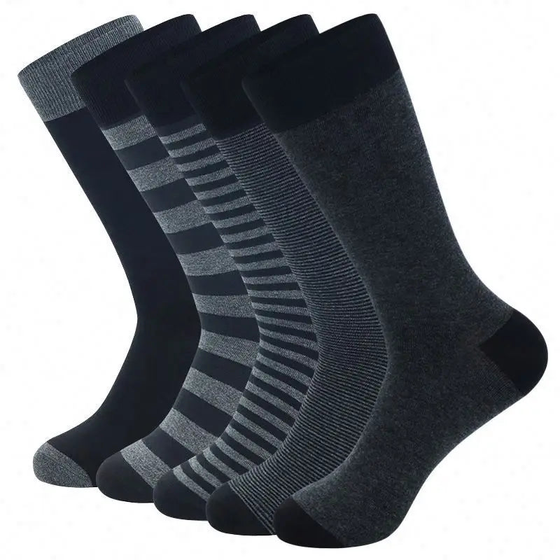 Cross-Border Supply Men's Stockings Plus Size Striped Solid Color Business European and American Men's Socks
