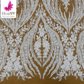 HY2461 Popular White Beaded Bridal Lace With Sequins for Women Wedding Dress Fabric