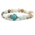 Turtle Beads Chain 8MM Stone Bracelet for Women Men Handmade Natural Stone Elastic Stretch Bracelet Friendship Couple Bracelets