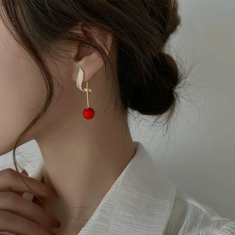 Minimalist Double Wearing Ways S925 Silver Needle Earrings Opal Pendant Stud Earrings Pearl Crystal Earrings for Women