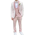 Stylish Jacquard Suits for Men 3 Pieces One Button Blazer Tuxedos Suit Set Prom Party Homecoming Student Clothes Coat+Vest+Pant