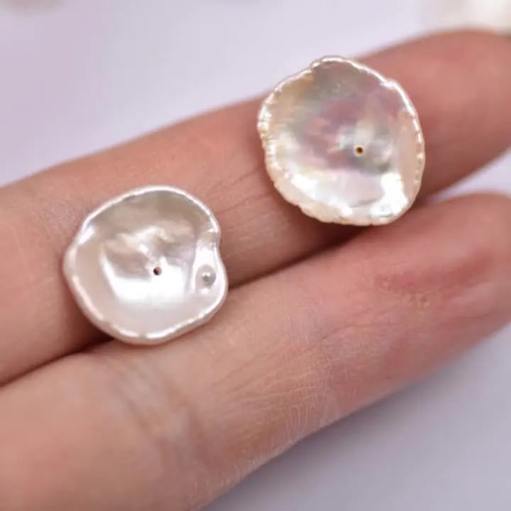 13-15mm White Freshwater Baroque Center Hole Pearl Petal Shaped Keshi Pearl Natural Pearl