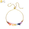CSJA Fashion Jewelry Bracelet Natural Healing Chakra Stone Chip Bead Crystal Stainless Steel Friendship Bracelets for Women H005