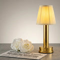 Modern Homes & Hospitality Wholesale Rechargeable Lighting Lampada Da Tavolo Cordless LED Table Lamp with Pleated Fabric Shade