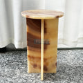 Multi-style 100% Natural Luxury Stone Modern Center Orange Gold Design Marble Onyx Coffee Side Table