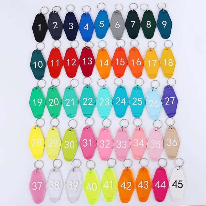 Wholesale Custom Acrylic Keychain Blanks Colorful Plastic Motel Keychain Blanks Logo Printing Hotel Motel Key Tags Keyrings Bulk