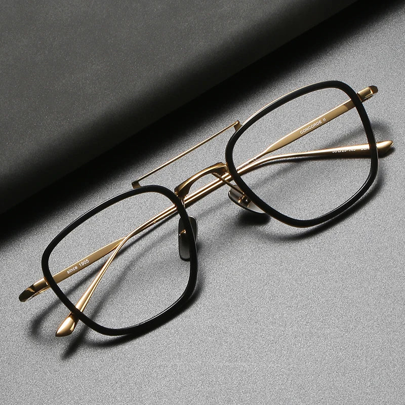 High-Quality Twin-Beam Pilot Pure Titanium Eyeglasses Square Blue Light-Blocking Glasses Optical Eyeglasses Frame