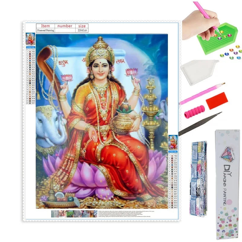 Wholesale 5D DIY 30*40cm Square Drill Hindu Buddha Statue Indian Religious Diamond Painting for Living Room Decoration MegaBDM