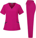 72% Recycled Polyester 23% Viscose 5% Spandex Nursing Fitted V Neck Top Pants Custom Logo Hospital Uniform
