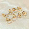 Luxury 18K Gold Plated  Micro Pave Women's Wedding Jewelry Multi-Zirconia Heart Charm Huggie Drop Stud Stainless Steel Earrings