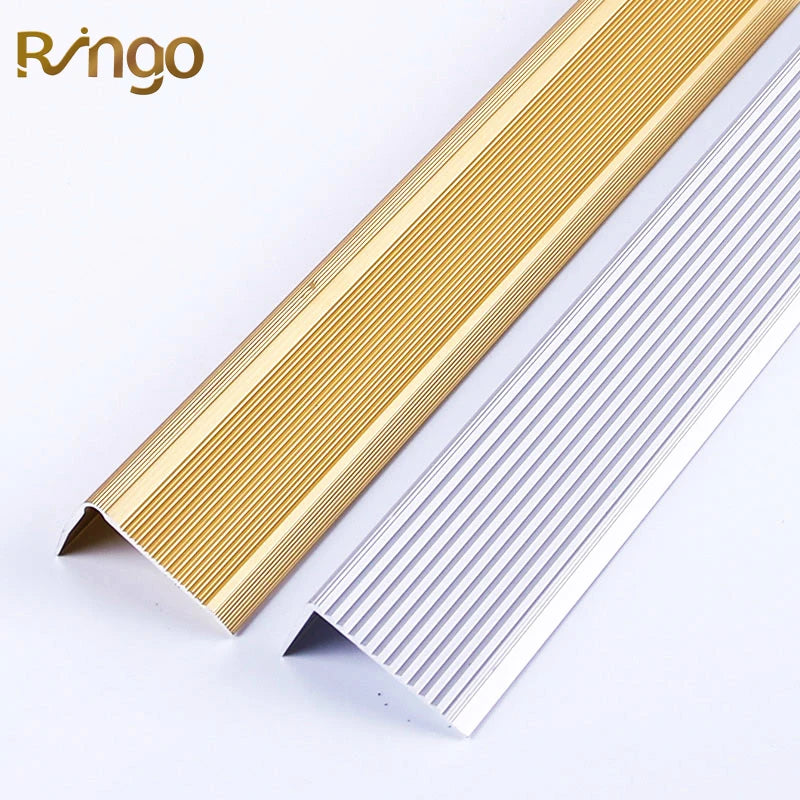 Foshan Ringo Modern Design Durable Aluminium Stair Nose Covering Non-Slip Tile Trim Edge Profile for Easy Installation