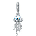 925 Sterling Silver Jellyfish Beads Charms Fit Bracelet Necklace DIY Pendant Fashion Jewelry Silver Accessories Making SCC1297
