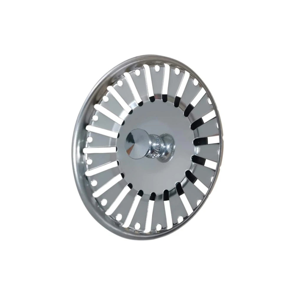 84 mm Diameter Stainless Steel Sink Plug Metal Kitchen Sink Garbage Plug with Filter Basket Drain Stopper and Sink Cover