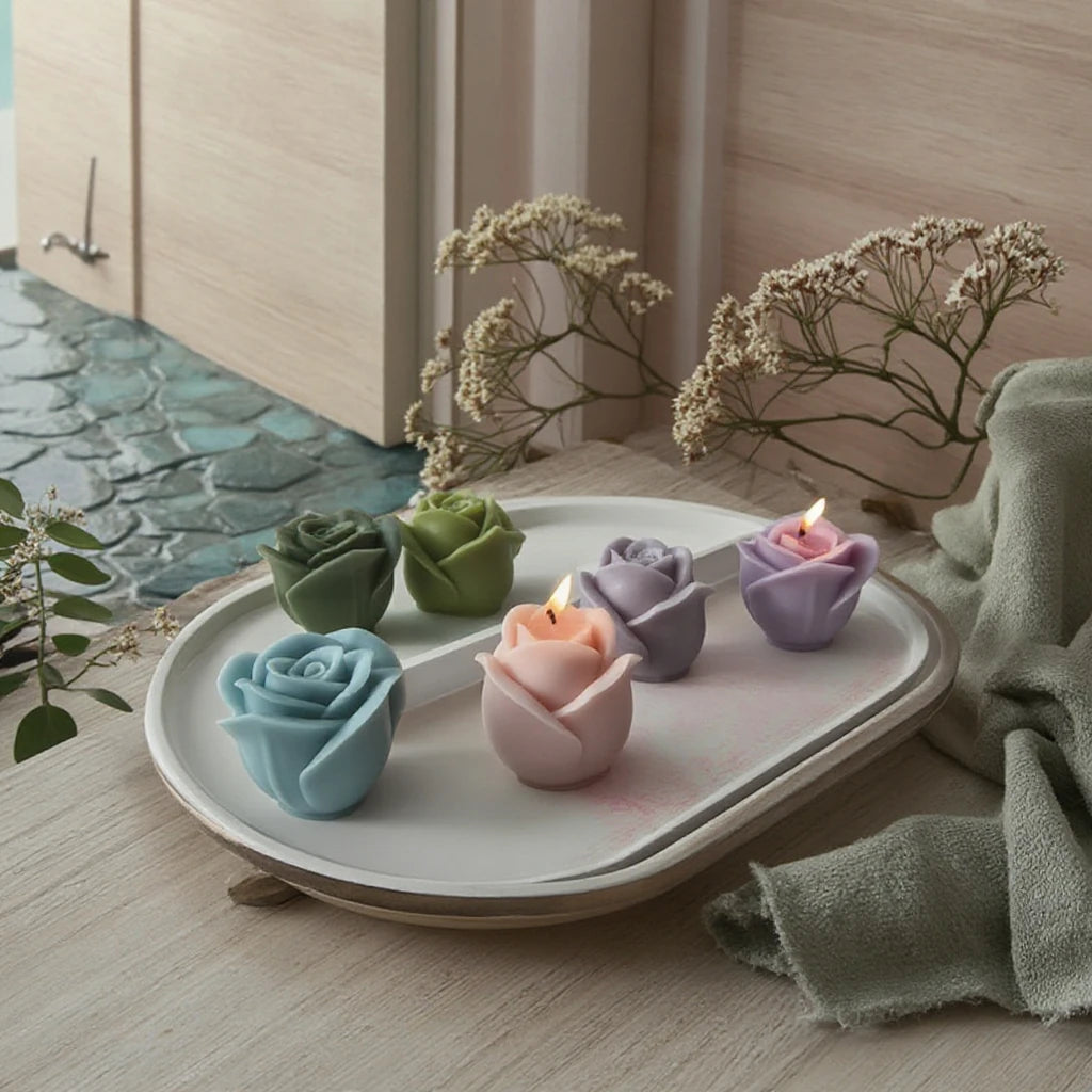 J-0818 DIY Rose Flower Silicone Mold for Valentine's Day Anniversary Gift Aromatic Candle Handmade Soap Making Silicone Moulds