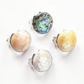 Fashion Handmade Faceted Abalone and MOP Shell Earring Stud With Gold Plated Cut Gemstone Women's Jewelry
