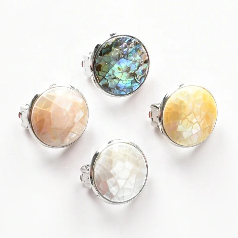 Fashion Handmade Faceted Abalone and MOP Shell Earring Stud With Gold Plated Cut Gemstone Women's Jewelry