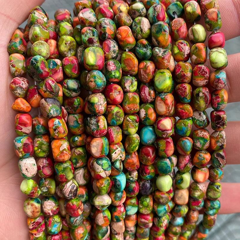 Wholesale 5x7mm Irregular Shape  Natural Colorful Sea Sediment Blue Imperial Jasper Beads for Jewelry Making