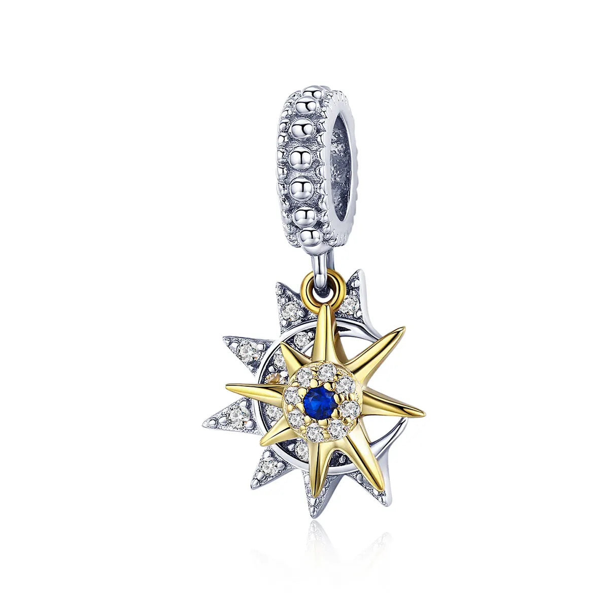 Factory 925 Sterling Silver Sun Meet Moon Pendant Fit Charms Bracelets Necklaces Clear CZ Zircon Jewelry SCC1135