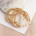 Brass Copper Beads 18k Gold Plated Elastic Stretchy Design Acrylic Letter Beads Charms Braided Bracelet Jewelry Women