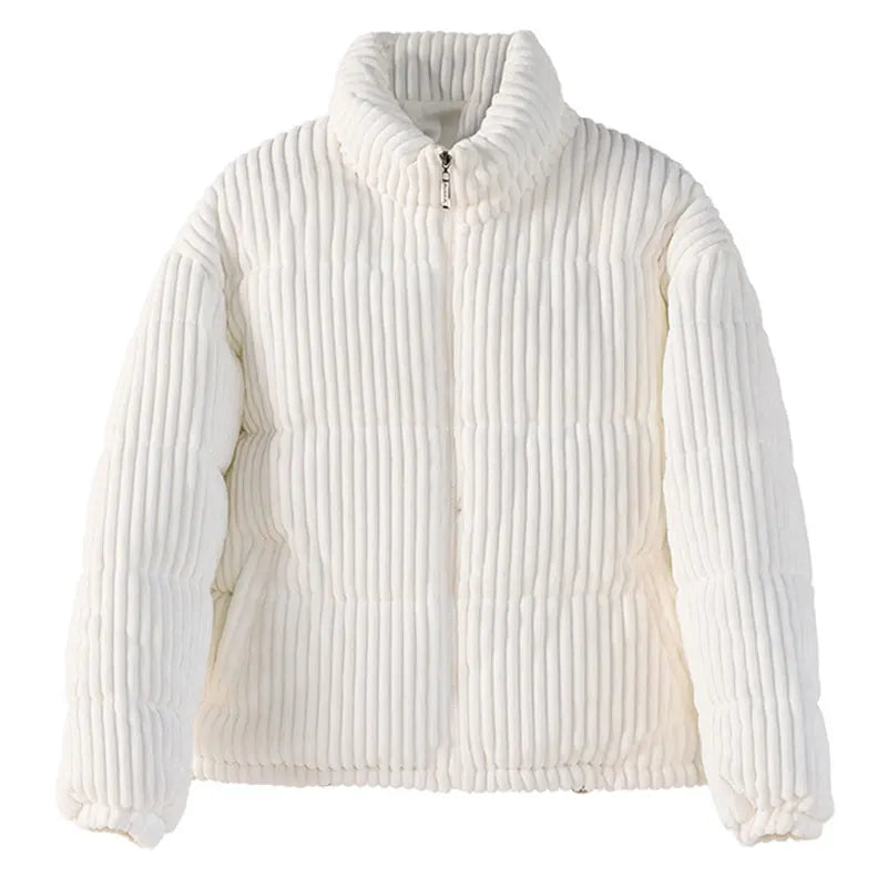 Manufacturer Wholesale Fashion Casual Warm Winter Crop Coats Custom Corduroy Puffer Jacket for Women