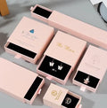 A1 Pink Drawer Jewelry Box with Ribbon Pull for Custom Logo Branding and Boutique Identity Rigid Cardboard Packaging Case