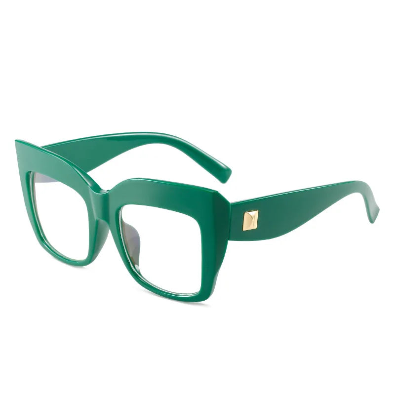ADE WU XY9285 Trendy Oversized Cat Eye Frame Glasses for Women Men Retro Rivet Blue Light Blocking Big Frame Candy Color Optical