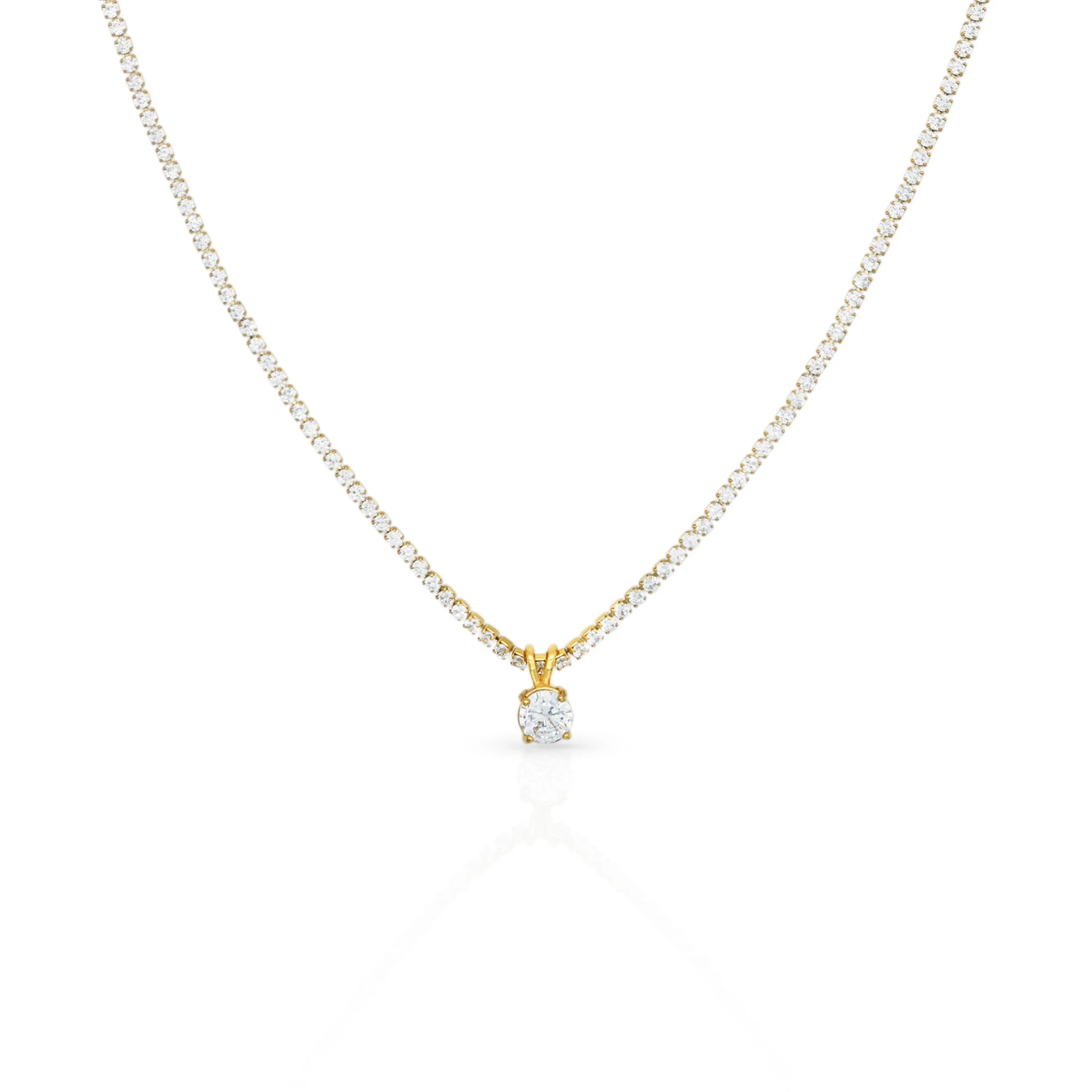 Chris April PVD Plated 316L Stainless Steel Zircon Bejeweled Luxury Zircon Necklace