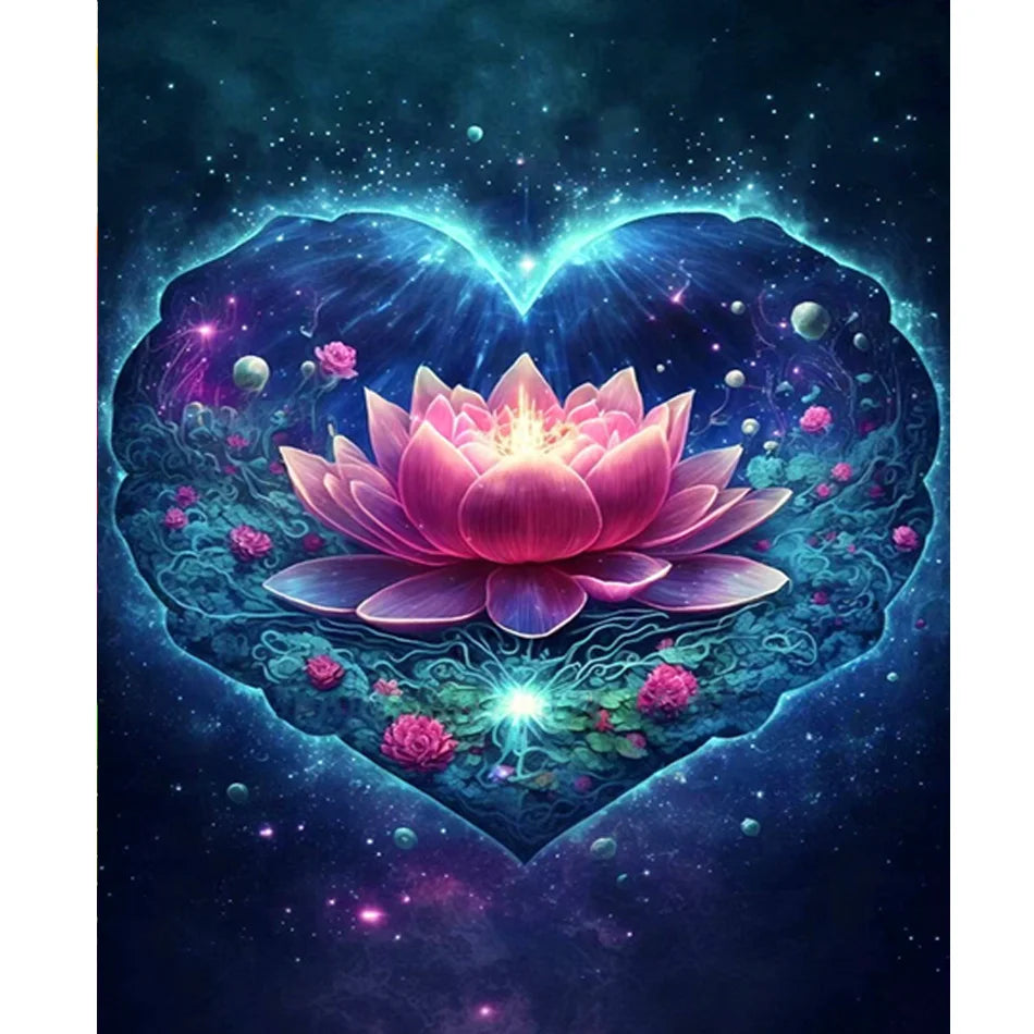 Painting by Numbers for Adults Kits Abstract Lotus Flowers Picture by Numbers for Home Decors 40x50cm/16x20inch Without