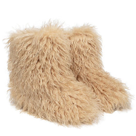 Women's Thermal Anti-Slip Furry Flat Multiple Colors Natural Faux Fur Winter Short Snow Fluffy Midi Boots