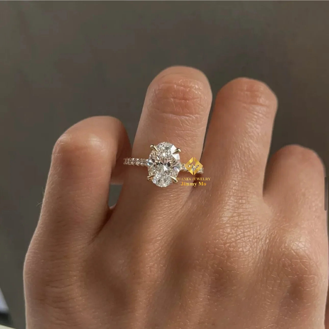 GRA Certificates Vintage Boutique 3CT Oval Diamond 10k Solid White Gold Moissanite Engagement Ring Wedding Bridal Jewelry Sets
