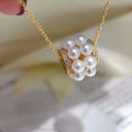 Super Fashionable 18K Gold Plated Passepartout Style AAAA Grade White Freshwater Pearl 3.5-4mm Link Chain Women's Necklace