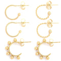Fashion 18k Gold  No Tarnish Stainless Steel Patterned Smooth Welded Needle Bead Twist C-shaped Earrings for Jewelry Accessories