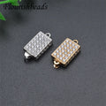Wholesale Color Remain Gold Rhodium Plated Micro Pave Zircon Geometric Rectangle Buckle Box Clasps for DIY Bracelet Making