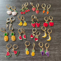 SC Wholesale Trendy Pineapple Watermelon Banana Earrings Cherry Strawberry Earrings Summer Fruit Clip-on Earrings for Girls