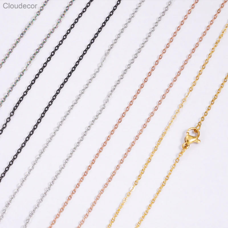 New 1mm 1.5mm 2mm Gold Plated Stainless Steel Link Chain Necklace 45cm Women Chain for Wedding Party Engagement Jewelry Necklace