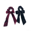 Wholesale European Style Winter Red Velvet Round Shape Hair Ring Elastic Polyester Scruncies with Bowknot Crunchies Ties in Bulk