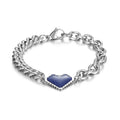 Ins Style Silver Geometric Love Heart Pendant Jewelry Gift Stainless Steel Link Chain Stylish Bangles Couple Birthday Party Set