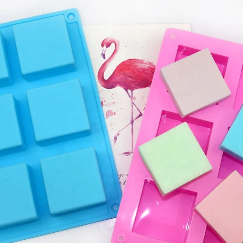 299 Factory Free Sample 6 Cavity square Shape Silicone Cake Mold Soap Making Molds Silicone Candle Molds