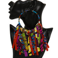Fashion African Print Ankara Fabric Tassel Earrings Handmade Broken Floral Cloth Big Circle Hoop Earrings Jewelry for Girl
