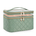 Relavel Large Double Lattice Nylon Embossed Green Cosmetic Bag Women's Vertical Storage Cosmetic Bag